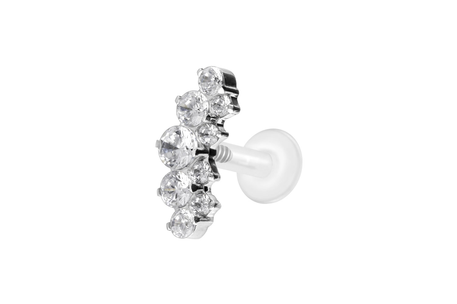 PTFE Labret Piercing mit Innengewinde + Titan-Aufsatz KRISTALLBOGEN